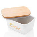500ML Porcelain Sealing Butter Box Ceramic w/ Wooden Bamboo Lid