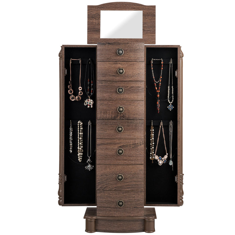 Jewelry Cabinet Chest Large Stand Organizer 7 Drawers Mirror