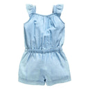 Kids Girls Clothes Denim Blue Cotton Washed Jeans Sleeveless Bow Jumpsuits 0-5Year