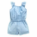 Kids Girls Clothes Denim Blue Cotton Washed Jeans Sleeveless Bow Jumpsuits 0-5Year