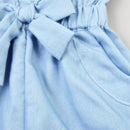 Kids Girls Clothes Denim Blue Cotton Washed Jeans Sleeveless Bow Jumpsuits 0-5Year