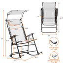 Folding Rocking Chair Rocker Porch Zero Gravity Furniture Sunshade Canopy Red