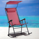 Folding Rocking Chair Rocker Porch Zero Gravity Furniture Sunshade Canopy Red