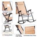 Folding Rocking Chair Rocker Porch Zero Gravity Furniture Sunshade Canopy Beige