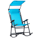 Folding Rocking Chair Rocker Porch Zero Gravity Furniture Sunshade Canopy Light Blue