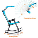 Folding Rocking Chair Rocker Porch Zero Gravity Furniture Sunshade Canopy Light Blue