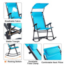 Folding Rocking Chair Rocker Porch Zero Gravity Furniture Sunshade Canopy Light Blue