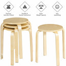 Set of 4 18" Stacking Stool Round Dining Chair Backless Wood Home Decor