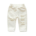 Jeans Trousers Boys And Girls Mid-Waist Casual Solid Color Pants White For Kids 1-7 Years Old New Arrival