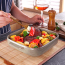 Round&Square Glaze Stoneware Oven Baking Dish Plate Set w/ Handle