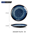 Starry 4/8/12-Piece Dessert Plate Set Vintage Look Ceramic Blue