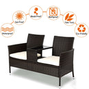 Patio Rattan Chat Set Seat Sofa Loveseat Table Chairs Conversation Cushioned