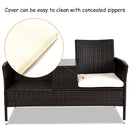 Patio Rattan Chat Set Seat Sofa Loveseat Table Chairs Conversation Cushioned