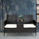 Patio Rattan Chat Set Seat Sofa Loveseat Table Chairs Conversation Cushioned
