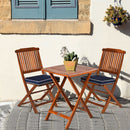 3PCS Patio Folding Wooden Bistro Set Cushioned Chair Conversation
