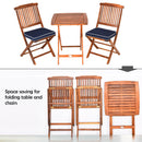 3PCS Patio Folding Wooden Bistro Set Cushioned Chair Conversation