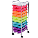 10 Drawer Rolling Organizer Cart Craft Utility Mobile Trolley Chrome Scrapbook
