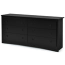 6 Drawer Double Dresser Chest of Drawers Storage Cabinet for Living Room Bedroom HW66322BK+