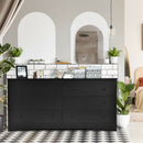 6 Drawer Double Dresser Chest of Drawers Storage Cabinet for Living Room Bedroom HW66322BK+