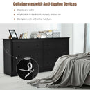 6 Drawer Double Dresser Chest of Drawers Storage Cabinet for Living Room Bedroom HW66322BK+