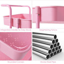3 Tier Rolling Cart W/Wheels Practical Handle&ABS Storage Basket Organizer Pink