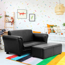 Kids Sofa Armrest Chair Couch Lounge Children Birthday Gift w/ Ottoman Black