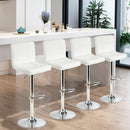 Set of 4 Adjustable Bar Stools PU Leather Swivel Kitchen Counter Pub Chair