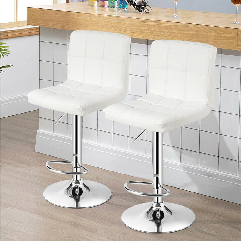 Set of 4 Adjustable Bar Stools PU Leather Swivel Kitchen Counter Pub Chair