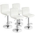 Set of 4 Adjustable Bar Stools PU Leather Swivel Kitchen Counter Pub Chair