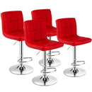 Set of 4 Adjustable Bar Stools PU Leather Swivel Kitchen Counter Pub Chair