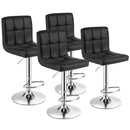 Set of 4 Adjustable Bar Stools PU Leather Swivel Kitchen Counter Pub Chair