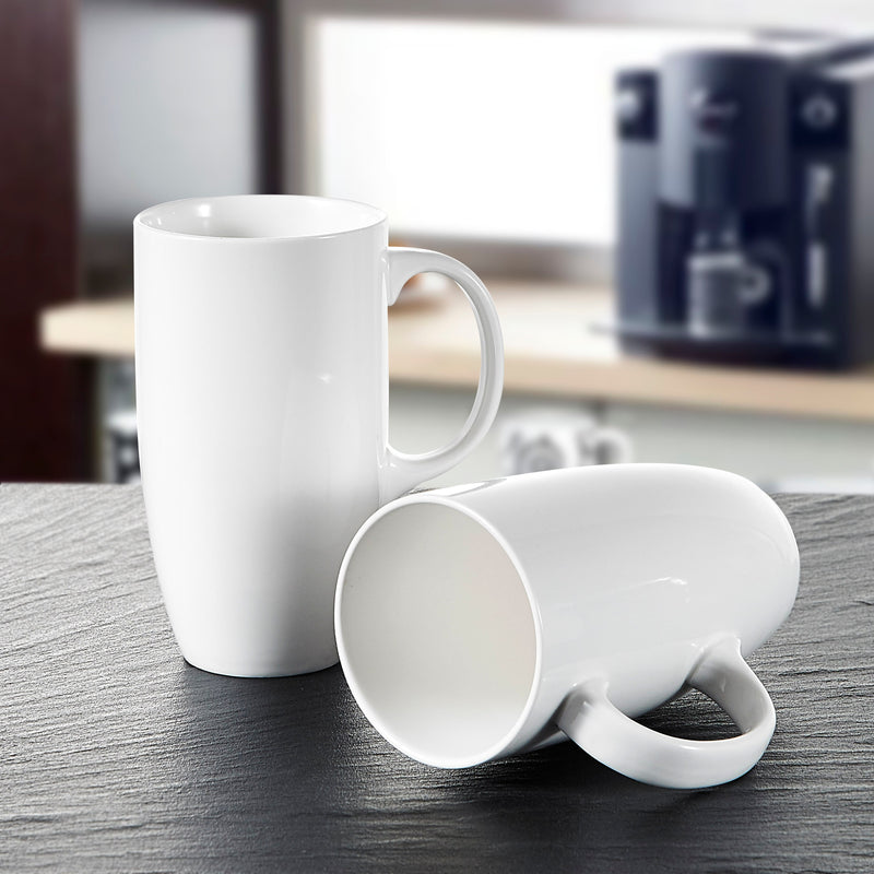 2-Piece 550ML White Porcelain Mug Set Ceramic China Cup Mug Set