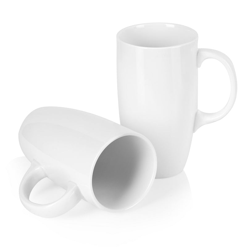 2-Piece 550ML White Porcelain Mug Set Ceramic China Cup Mug Set