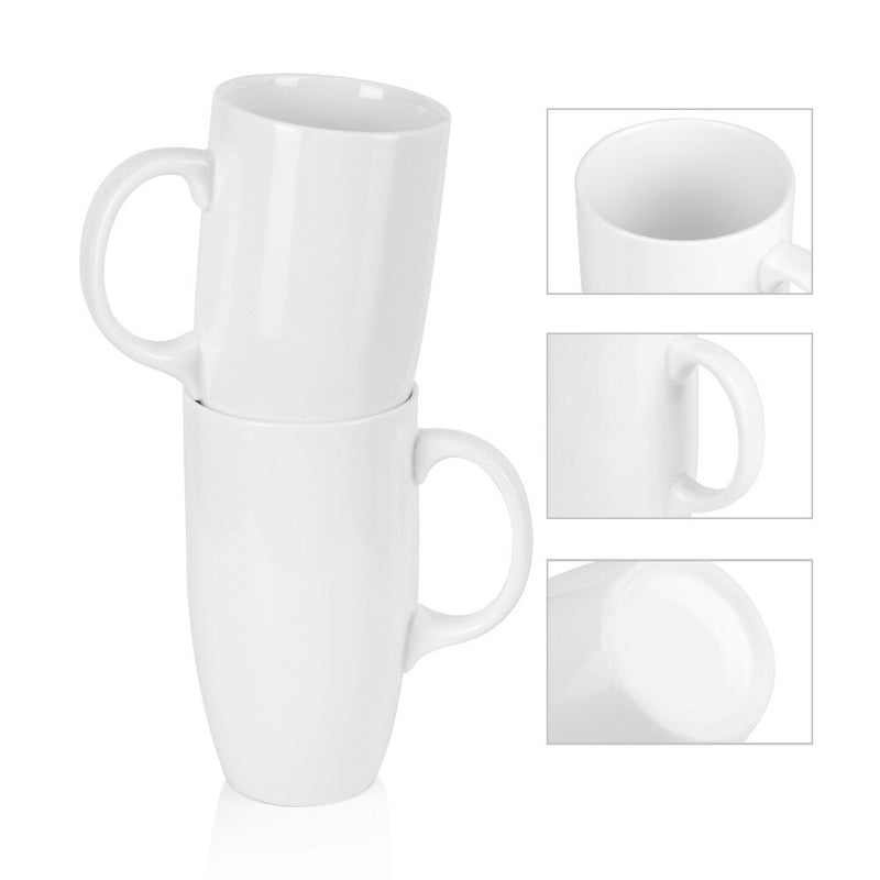 2-Piece 550ML White Porcelain Mug Set Ceramic China Cup Mug Set