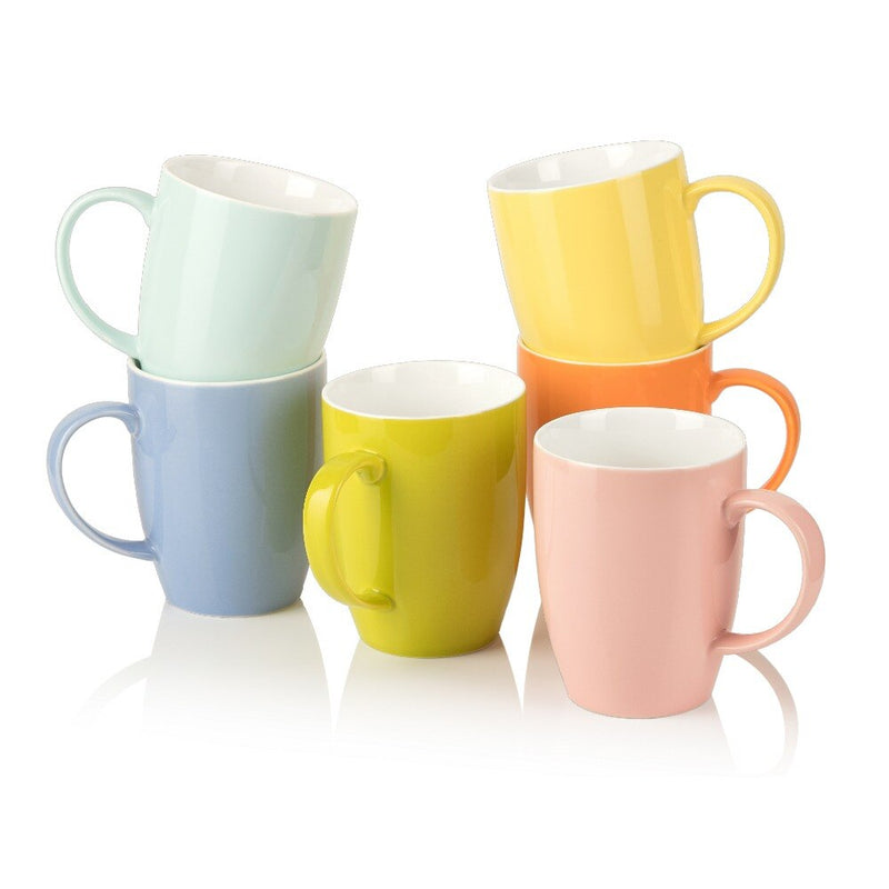 6-Piece 6-Colors 370ML Porcelain Coffee Mug Set Ceramic