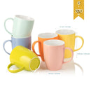 6-Piece 6-Colors 370ML Porcelain Coffee Mug Set Ceramic