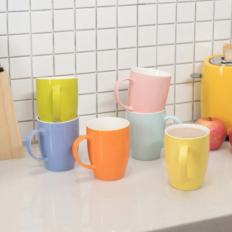 6-Piece 6-Colors 370ML Porcelain Coffee Mug Set Ceramic
