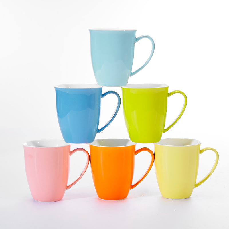 6-Piece 6-Colors 310ML Ceramic Porcelain Water Coffee Mug Set