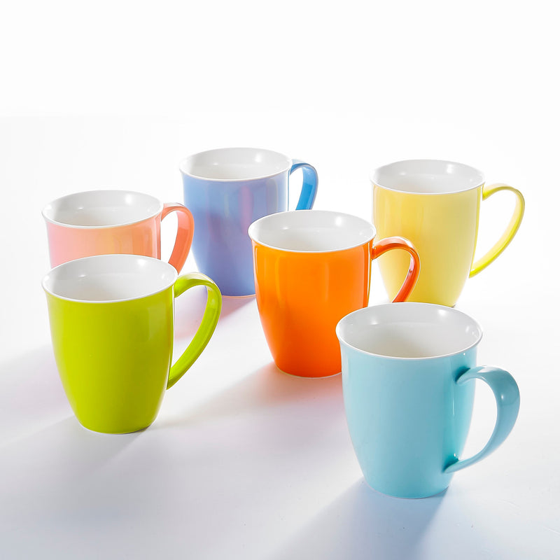 6-Piece 6-Colors 310ML Ceramic Porcelain Water Coffee Mug Set