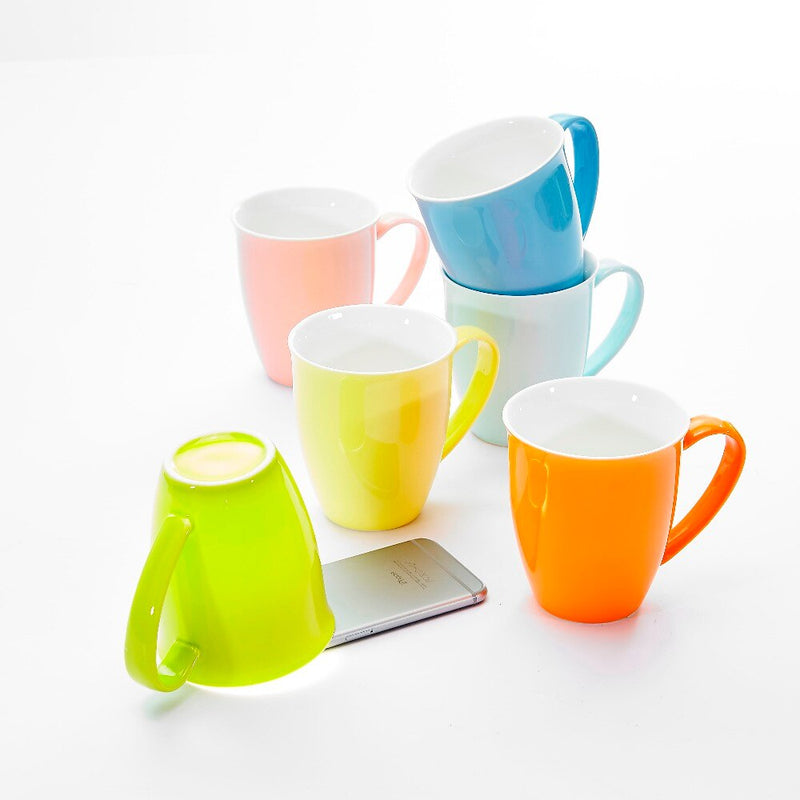 6-Piece 6-Colors 310ML Ceramic Porcelain Water Coffee Mug Set