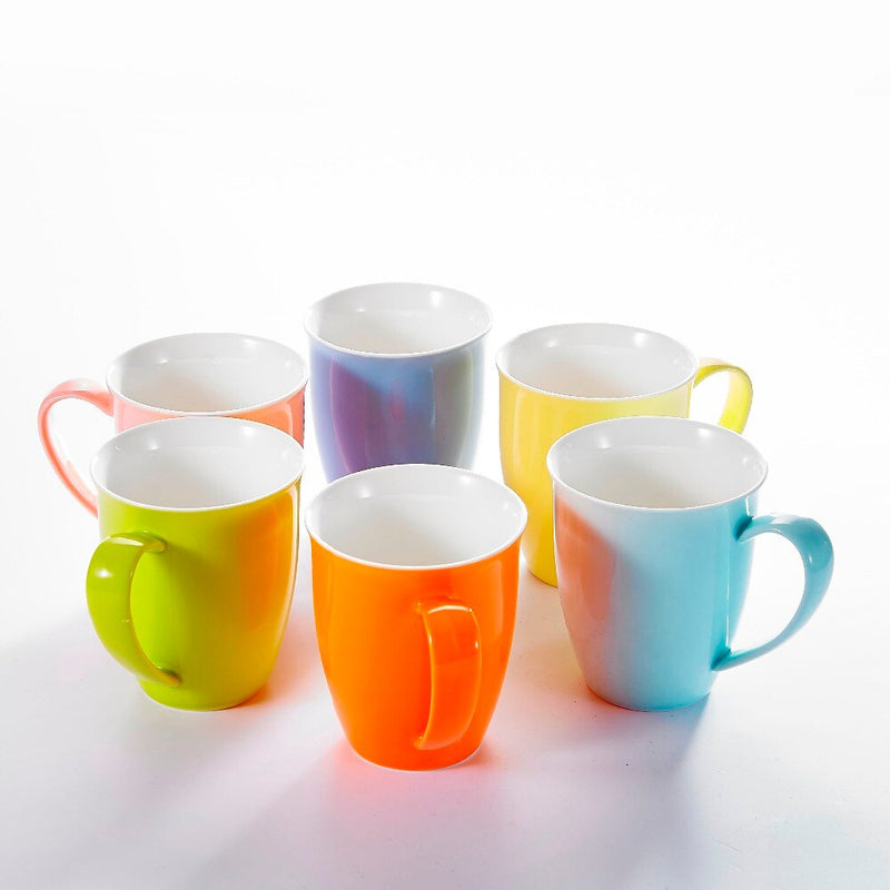 6-Piece 6-Colors 310ML Ceramic Porcelain Water Coffee Mug Set