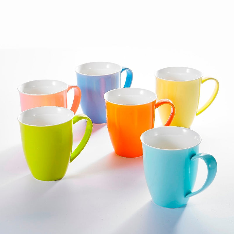 6-Piece 6-Colors 310ML Ceramic Porcelain Water Coffee Mug Set