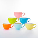 6-Piece 6-Colors 375ML Porcelain Coffee Cup Set with Handle