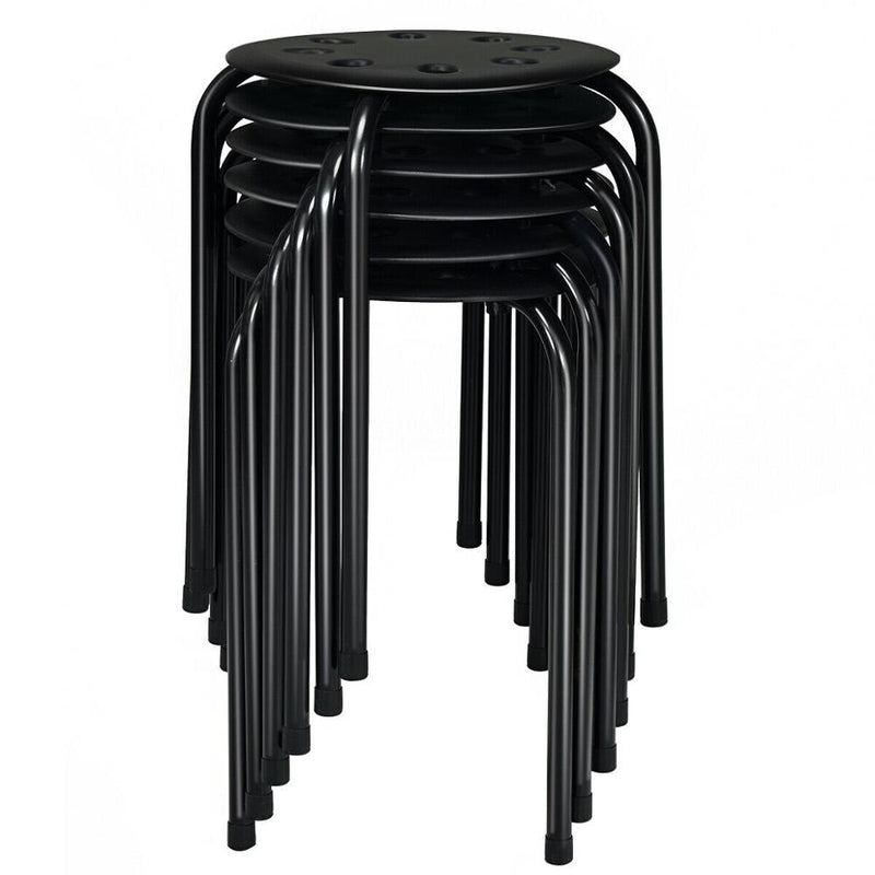 Set of 6 Portable Plastic Stack Stools 17.5" Height Backless Classroom Seating