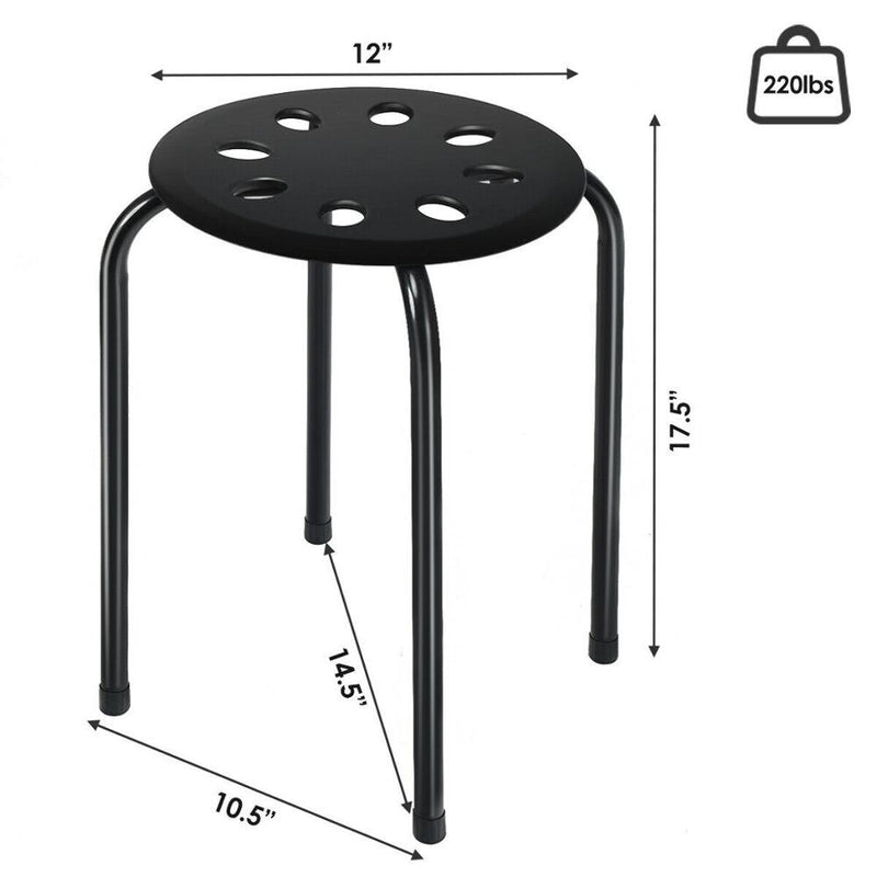 Set of 6 Portable Plastic Stack Stools 17.5" Height Backless Classroom Seating