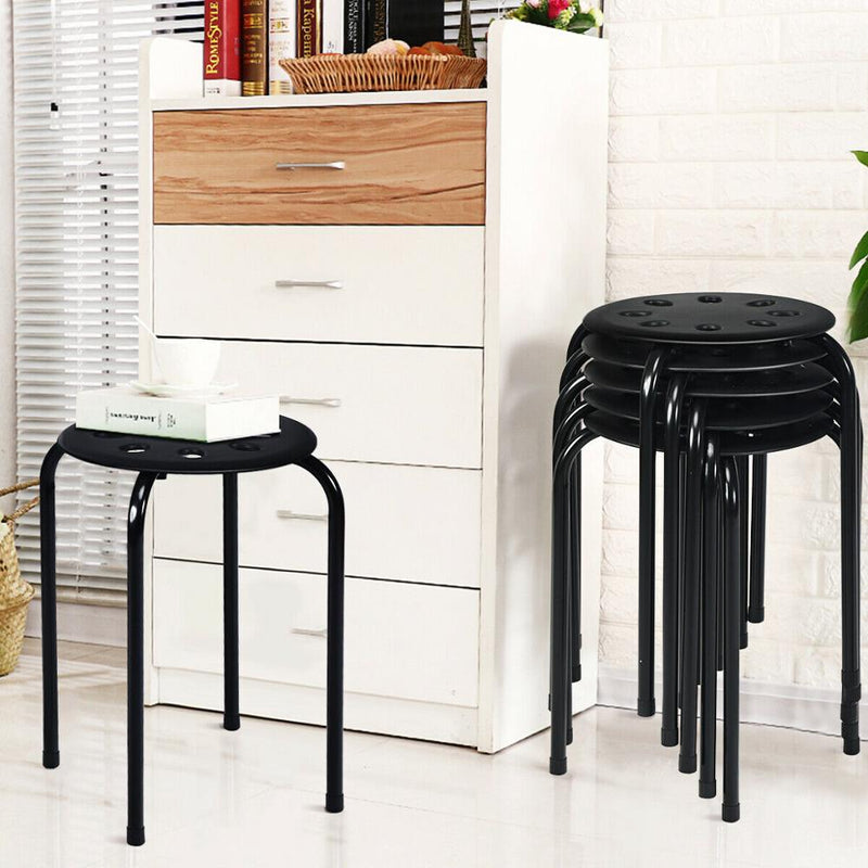 Set of 6 Portable Plastic Stack Stools 17.5" Height Backless Classroom Seating