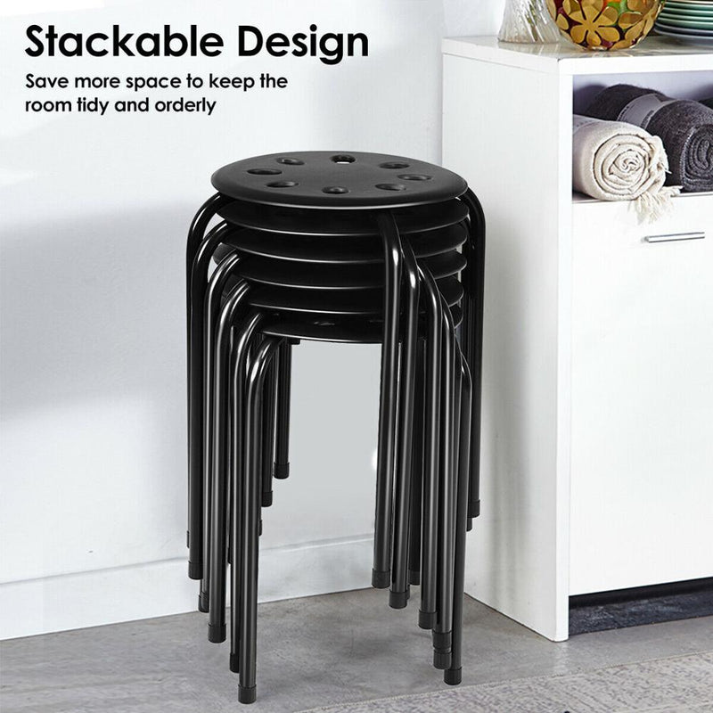 Set of 6 Portable Plastic Stack Stools 17.5" Height Backless Classroom Seating