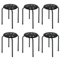 Set of 6 Portable Plastic Stack Stools 17.5" Height Backless Classroom Seating