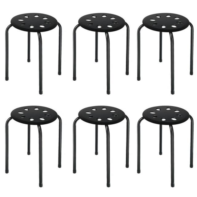 Set of 6 Portable Plastic Stack Stools 17.5" Height Backless Classroom Seating