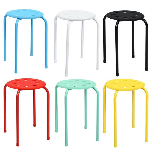 Set of 6 Portable Plastic Stack Stools 17.5" Height Backless Classroom Seating